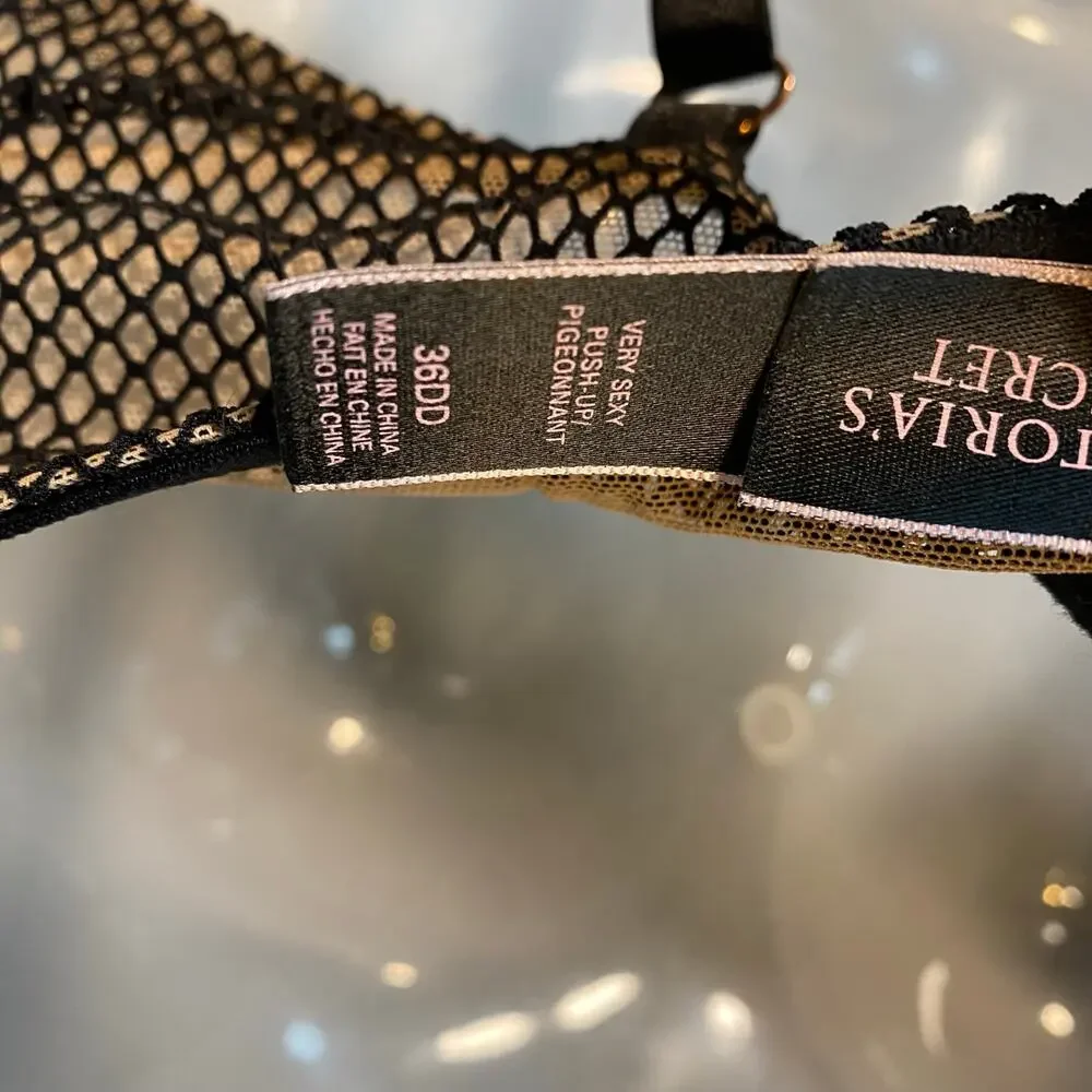 Victoria Secret Womens Size 36DD Black Lace Very Sexy Push Up Bra Underwire - Picture 4 of 7